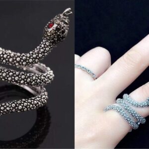 Yfnfxl Snake Ring Womens Rose Gold Snake Ring Fashion Rhinestones Cute Animal Rings (silver, 7)