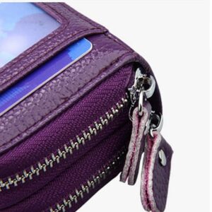 traderplus Women's RFID Blocking Leather Zipper Card Wallet Small Purse Credit Card Case Holder for Mother Day Gift (Purple)