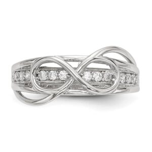 IceCarats 925 Sterling Silver Cubic Zirconia CZ Infinity Twisted Love Knot Symbol Woven Crisscross Band Statement Ring Size 7