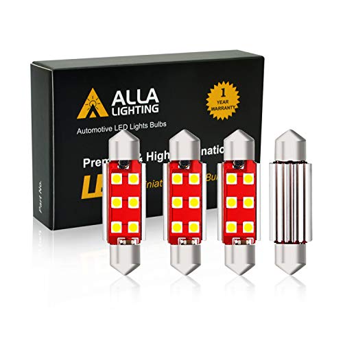 Alla Lighting 4x41mm/42mm 211-2 578 LED Bulbs, White CAN-BUS 212-2 569 6413 Festoon Interior Lights Super Bright Dome, Map, Trunk, Courtesy Light Replace Cars Trucks, 6000K Xenon