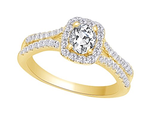 AFFY 14k Yellow Gold 0.62 cttw White Natural Diamond Pinch Shank Halo Engagement Wedding Ring With Ring Size 9.5