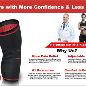 ATHLEDICT Knee Brace Compression Sleeve with Strap for Best Support & Pain Relief for Meniscus Tear, Arthritis, Running, Basketball, MCL, Jogging, Post Surgery Recovery for Men & Women, L