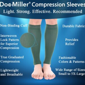 Doc Miller Compression Calf Sleeve for Men & Women, Premium Medical Grade, 20-30mmHg Graduated Support for Running, Calf Tear, Shin Splints, Knee High, Dark Green Calf Sleeves, Small Size, 2 Pair