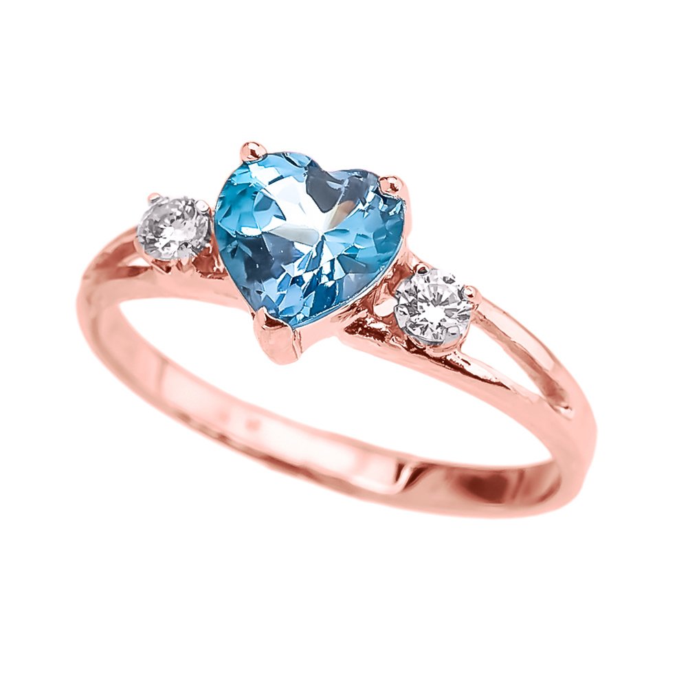 Precious 10k Rose Gold December Birthstone Heart Proposal/Promise Ring with White Topaz (Size 6)