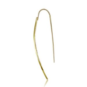 Yellow Gold Flashed Sterling Silver Polished Curved Long Flat Bar Threader Drop Earrings