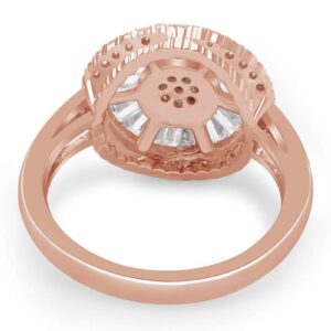 AFFY Round & Baguette Shape White Cubic Zirconia Sun Eternity Cluster Ring in 14K Rose Gold Over Sterling Silver,Ring Size-8.5