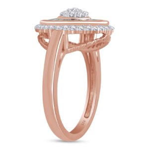 AFFY Round & Baguette Shape White Cubic Zirconia Sun Eternity Cluster Ring in 14K Rose Gold Over Sterling Silver,Ring Size-8.5