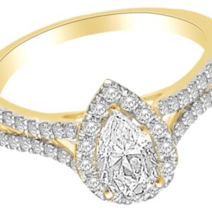 AFFY Pinched Shank Engagement Wedding Ring In 14k Yellow Gold With (1.2 cttw) White Natural Diamond With Ring Size 13