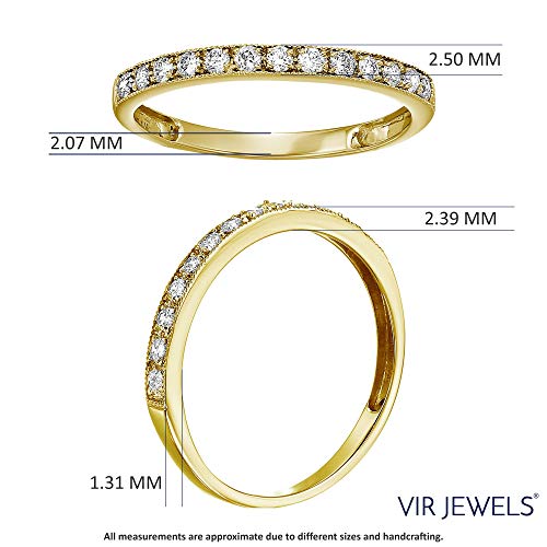 VIR JEWELS 1/4 carat (ctw) Diamond Wedding Anniversary Band for Women, Half Eternity Round Diamond Engagement Ring 14K Yellow Gold Prong Set with Milgrain 0.25 cttw, Size 5.5