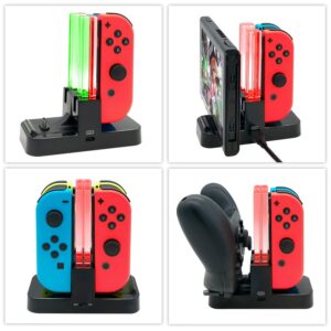 Charging Dock Station Compatible with Pro Controller/Joy Cons, FYOUNG Controller Charger Replacement for Switch/Switch Lite/Switch OLED with a Type-C Charging Cable- Black