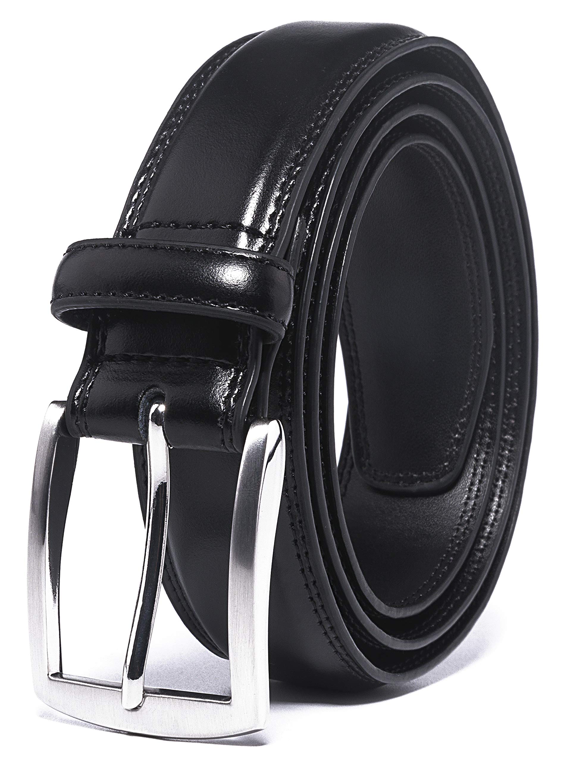 Fabio Valenti Mens Black Leather Belt (38, Black)