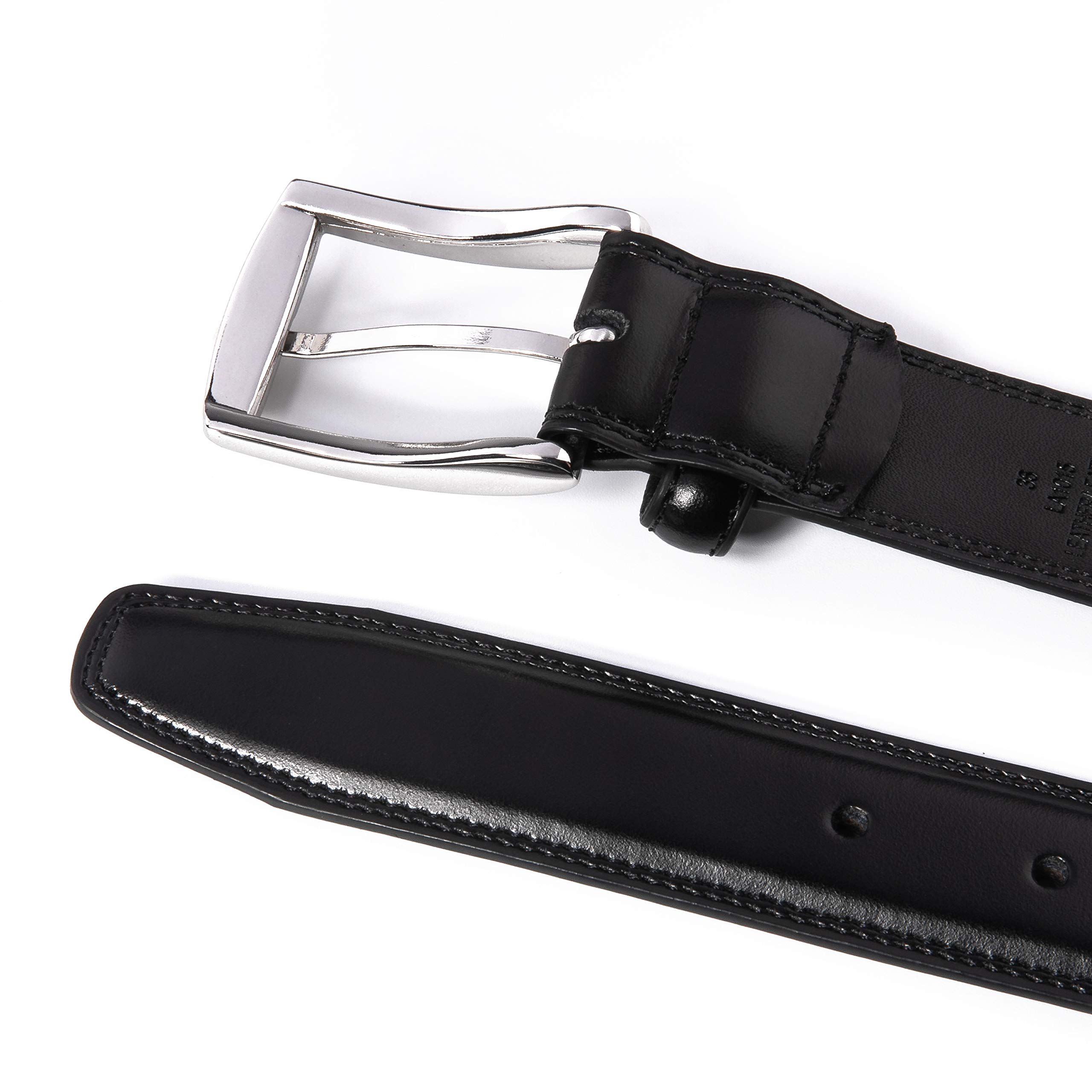 Fabio Valenti Mens Black Leather Belt (38, Black)