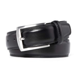 Fabio Valenti Mens Black Leather Belt (38, Black)