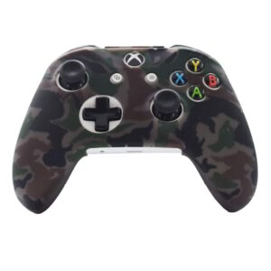 Hikfly Silicone Gel Controller Cover Skin Protector Kits for Xbox One/Xbox One S/Xbox One X Controller Video Games(1 x Controller Camouflage cover with 8 x Thumb Grip Caps)(Grey)