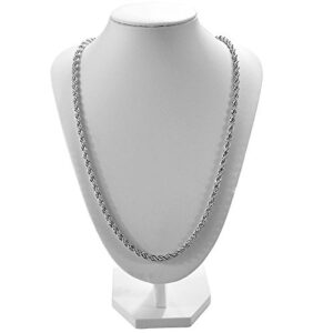 KUYIUIF 925 Sterling Silver Rope Chain Twist Necklace Wedding Engagement Jewelry 2MM (22")