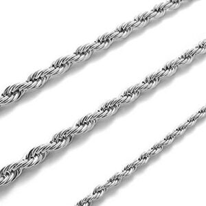 KUYIUIF 925 Sterling Silver Rope Chain Twist Necklace Wedding Engagement Jewelry 2MM (22")