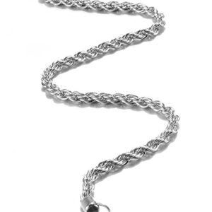 KUYIUIF 925 Sterling Silver Rope Chain Twist Necklace Wedding Engagement Jewelry 2MM (22")