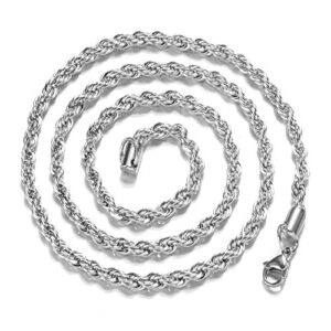 KUYIUIF 925 Sterling Silver Rope Chain Twist Necklace Wedding Engagement Jewelry 2MM (22")