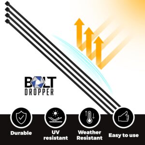 Bolt Dropper 1000-Piece Set of Cable Zip Tie 8 inch - 40lbs Tensile Strength - Heavy Duty, Self-Locking Premium UV-Resistant Nylon Ties - Indoor & Outdoor Organization of Cables, Tarps, & More