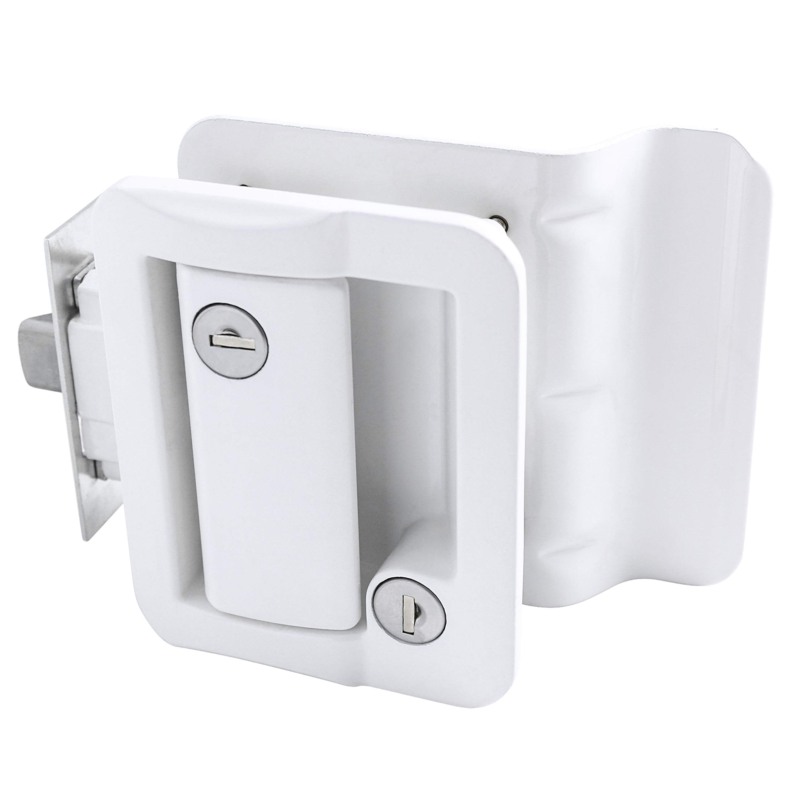 RV Travel Trailer Entry Door Lock Polar White Paddle Deadbolt