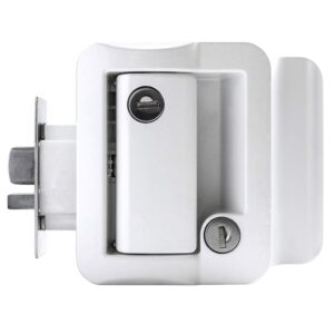 RV Travel Trailer Entry Door Lock Polar White Paddle Deadbolt