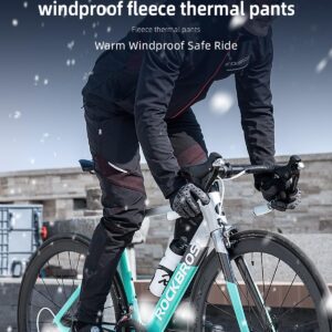 ROCKBROS Winter Cycling Pants Warm Ergonomics Men's Windproof Thermal Bicycling Pants Black