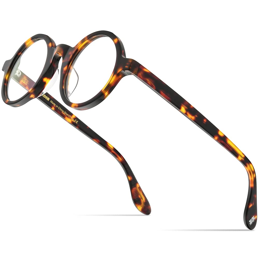 HEPIDEM Acetate Men Vintage Round Optical Glasses Frame Small 42mm (Zolman,Leopard Small 42mm)