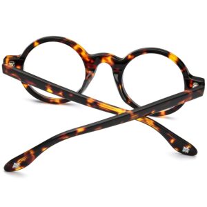 HEPIDEM Acetate Men Vintage Round Optical Glasses Frame Small 42mm (Zolman,Leopard Small 42mm)