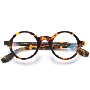 HEPIDEM Acetate Men Vintage Round Optical Glasses Frame Small 42mm (Zolman,Leopard Small 42mm)