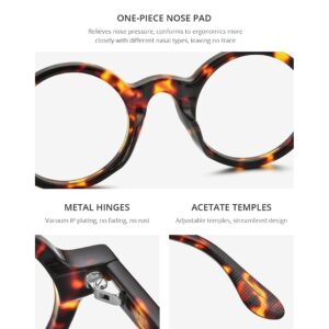 HEPIDEM Acetate Men Vintage Round Optical Glasses Frame Small 42mm (Zolman,Leopard Small 42mm)