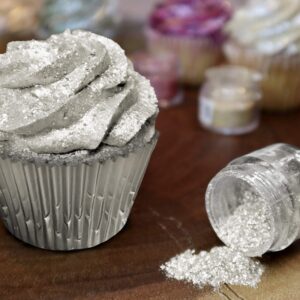 Bakell Tinker Dust - White Pearl (5g 1x Jar) | Edible Glitter for Cakes, Cupcakes, Cake Pops, Drinks