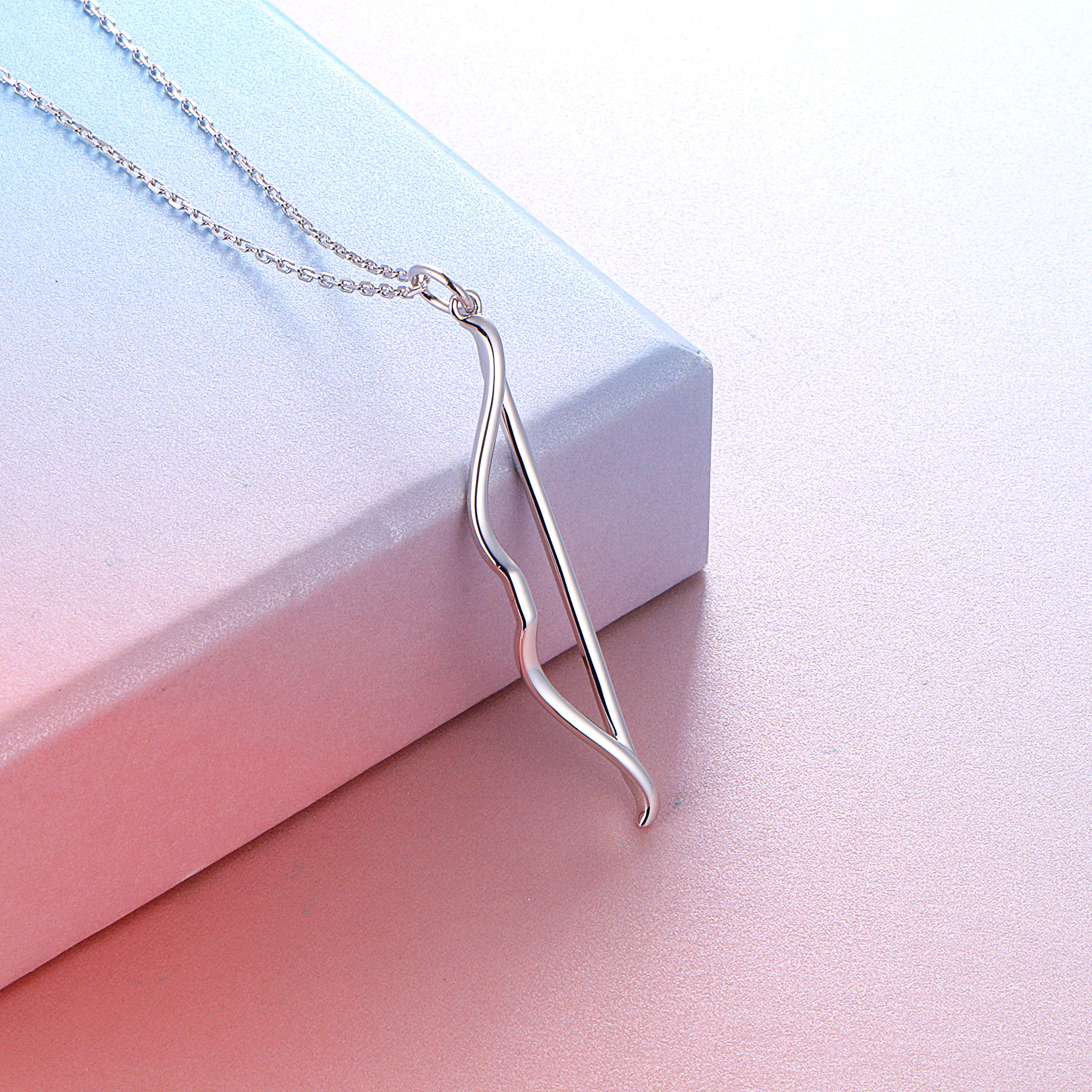 DAOCHONG S925 Sterling Silver Mens Womens Bow Arrow Couple Lovers Pendant Bff Friendship Best Friend Necklace Matching Valentine Day Gift for Women Her