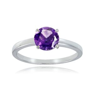 ice gems sterling silver african amethyst 8mm round solitaire bridal engagement ring, size 5