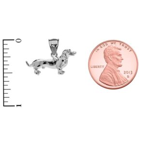 Solid Sterling Silver Dachshund Charm Pendant