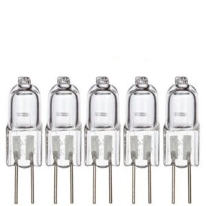 Simba Lighting Halogen G4 T3 5 Watt 50lm Bi-Pin Bulb 12 Volt A/C or D/C for Accent Lights, Under Cabinet Puck Light, Chandeliers, Track Lighting, 5W 12V 2 Pin JC Warm White 2700K Dimmable, 5-Pack