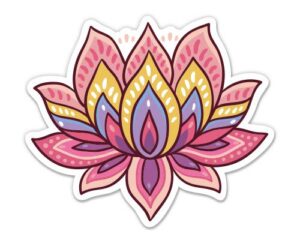 gt graphics lotus flower cute om yoga meditation - 5" vinyl sticker - for car laptop i-pad - waterproof decal