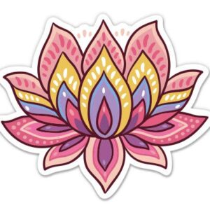 GT Graphics Lotus Flower Cute Om Yoga Meditation - 5" Vinyl Sticker - for Car Laptop I-Pad - Waterproof Decal