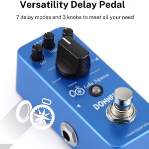 Donner Echo Square Delay Pedal - Digital 7-Modes Delay for Electric Guitar, Multi-Delay including Digital, Analog, Tape, Mod, Sweep, Lofi, Reverse - True Bypass