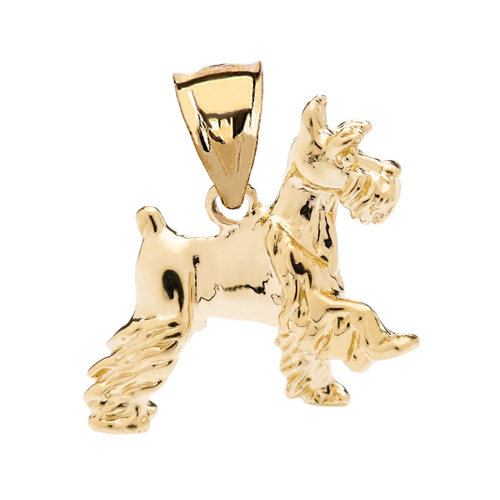 Solid 10k Yellow Gold Schnauzer Charm Pendant