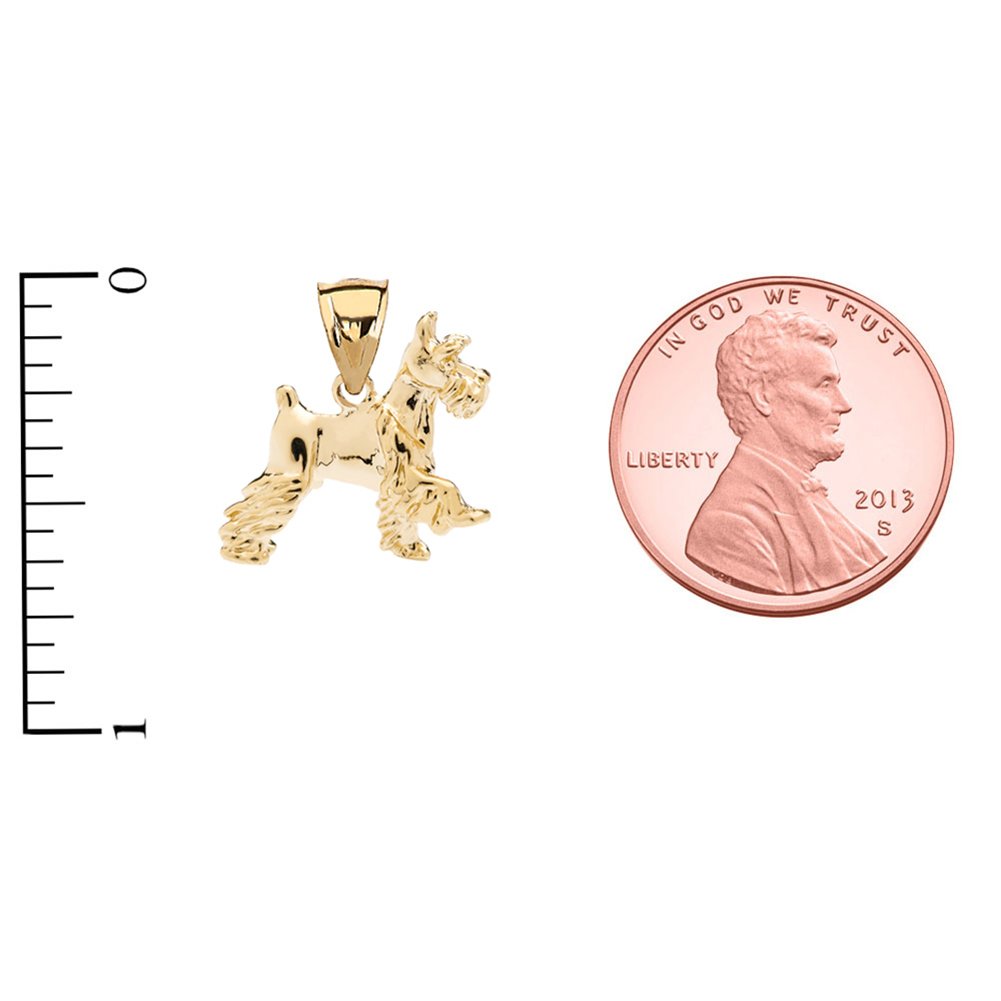 Solid 10k Yellow Gold Schnauzer Charm Pendant