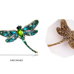 SloveM Crystal Rhinestone Dragonfly Brooch Pin Jewelry Birthday Gifts Mother's Day Brooches and Pins (Green)