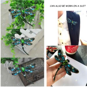 SloveM Crystal Rhinestone Dragonfly Brooch Pin Jewelry Birthday Gifts Mother's Day Brooches and Pins (Green)