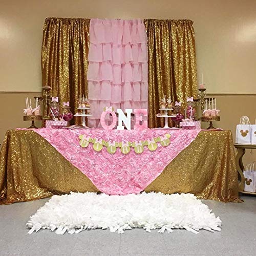 Baby Shower Tablecloth 50x102 Inches Pink Tablecloth Rectangle Satin Overlay Rosette Tablecloth 3D Floral Tablecloth for Wedding Party Event