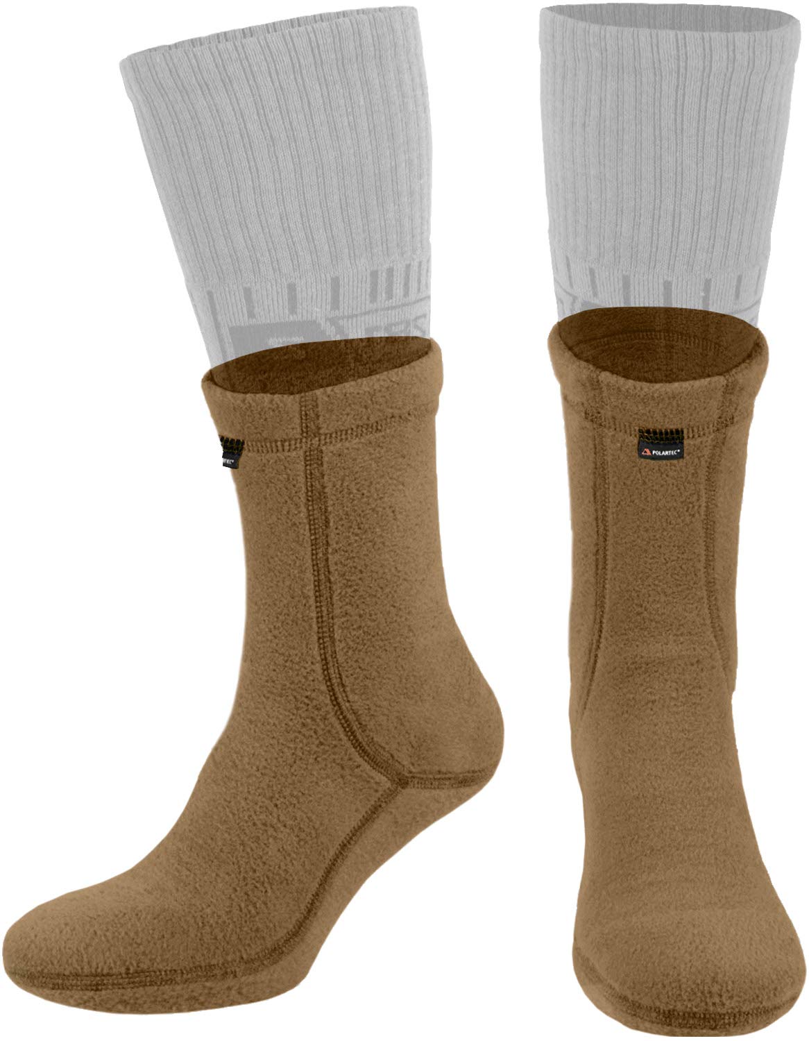 281Z Hiking Warm 6 inch Boot Liner Socks - Military Tactical Outdoor Sport - Polartec Fleece Winter Socks (Small, Coyote Brown)