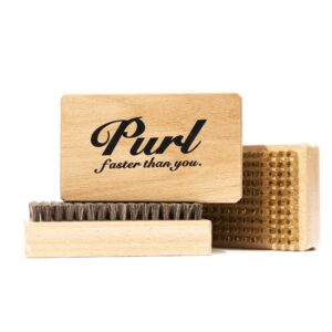 purl ski & snowboard brushes - long lasting - set of three nylon, horsehair and brass