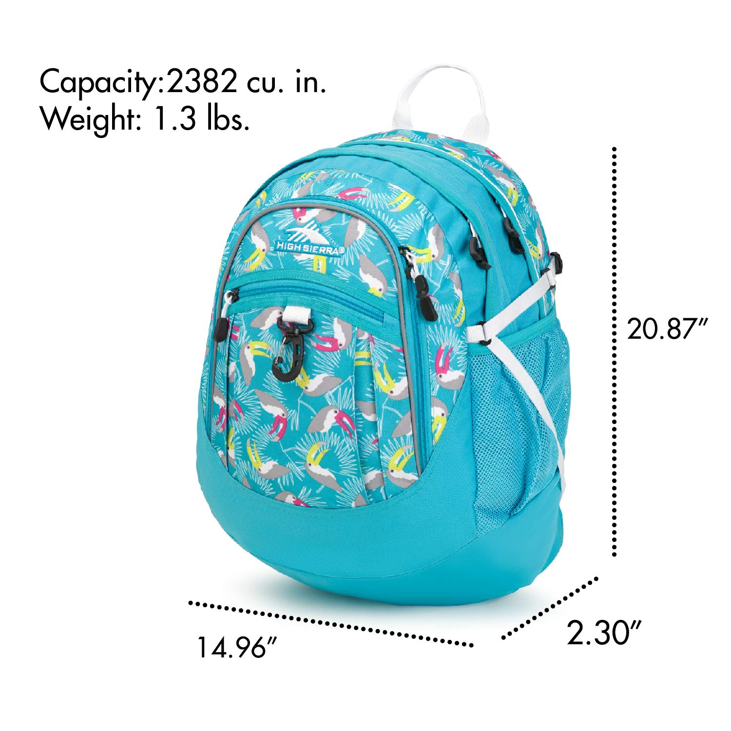 High Sierra Fatboy Backpack, Toucan/Tropic Teal/White, 19.5 x 13 x 7-Inch