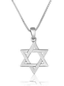 marina jewellery classic star of david real 925 sterling silver 18" chain necklace with jewish pendant charm shield of david.