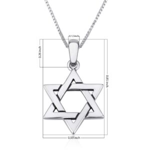 Marina Jewellery Classic Star Of David Real 925 Sterling Silver 18" Chain Necklace with Jewish Pendant Charm Shield of David.