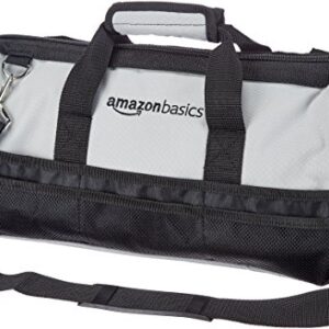 Amazon Basics Durable Wear-Resistant Base, Tool Large Standard Bag with Strap, 16 Inch, Black & Grey