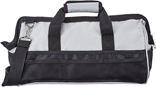 Amazon Basics Durable Wear-Resistant Base, Tool Large Standard Bag with Strap, 16 Inch, Black & Grey